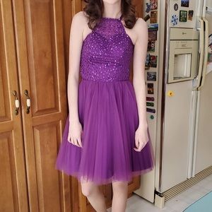Short purple formal dress